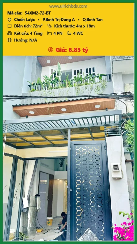 BÁN NHÀ 4 TẦNG – BÌNH TÂN GIÁP QUẬN 6