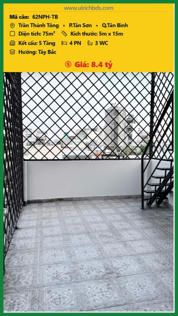 BÁN NHÀ HẺM LÔ GÓC – 76M² VUÔNG VỨC – 5 TẦNG – HXH 1 TRỤC – TRẦN THÁNH TÔNG – P.15 – TÂN BÌNH tại Trần Thánh Tông Tân Sơn Tân Bình (Ảnh số )