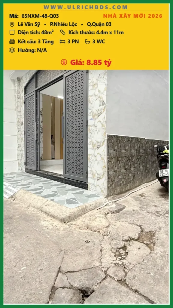 LÔ GÓC KHÔNG LỘ GIỚI – NHÀ MỚI Ở NGAY tại Lê Văn Sỹ Nhiêu Lộc Quận 03 (Ảnh số )