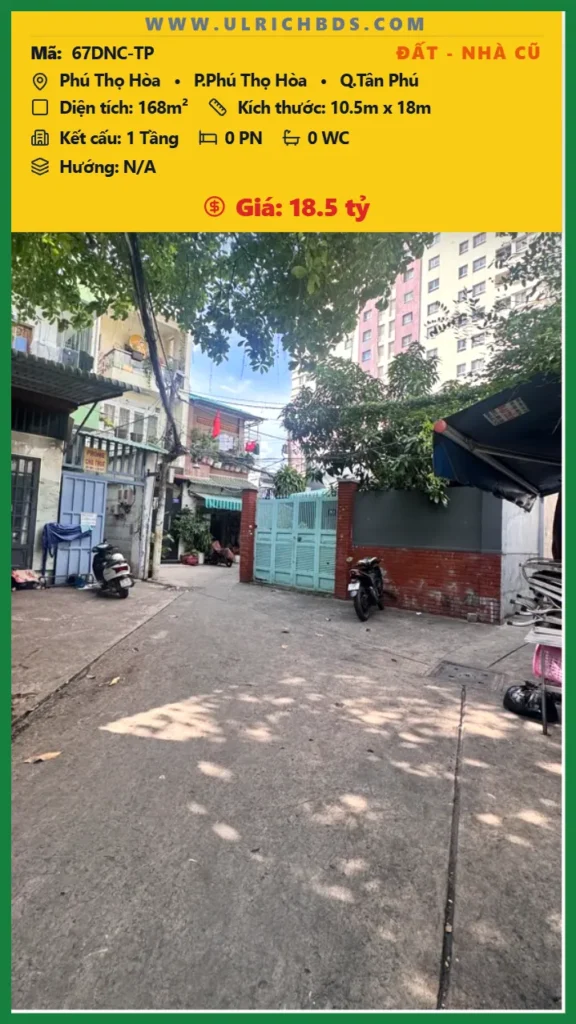 CHÍNH CHỦ 1 ĐỜI – CẦN BÁN GẤP CĂN GÓC 2 MẶT HẺM XE HƠI QUAY ĐẦU CHẠY VI VU tại Phú Thọ Hòa Phú Thọ Hòa Tân Phú (Ảnh số )