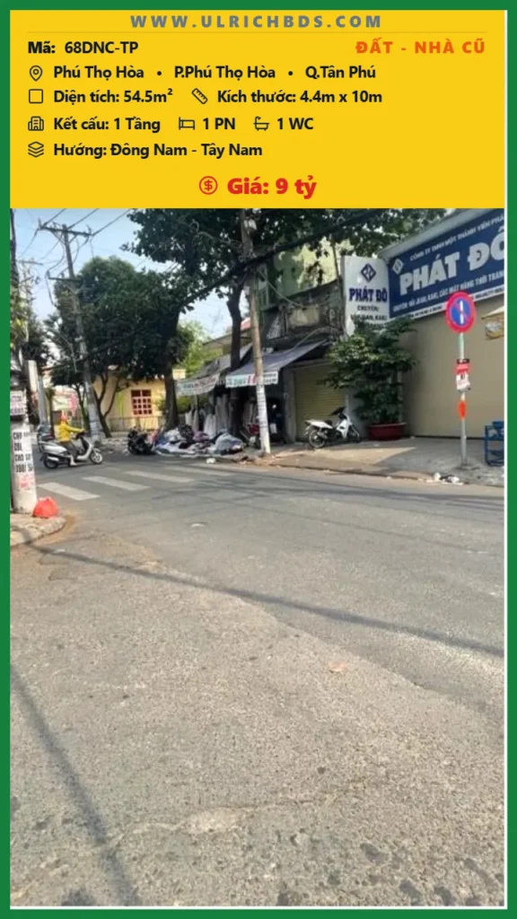 NHÀ ĐẸP GÓC 2 MẶT TIỀN ĐƯỜNG PHÚ THỌ HÒA – CHỈ 9 TỶ tại Phú Thọ Hòa Phú Thọ Hòa Tân Phú (Ảnh số )