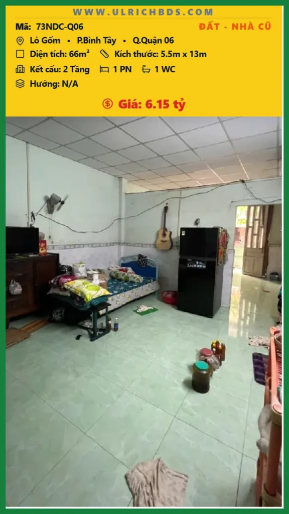 BÁN NHÀ CHÍNH CHỦ ĐƯỜNG LÒ GỐM – HẺM XE HƠI QUẬN 6 – NGANG 5.5M NỞ HẬU tại Lò Gốm Bình Tây Quận 06 (Ảnh số )