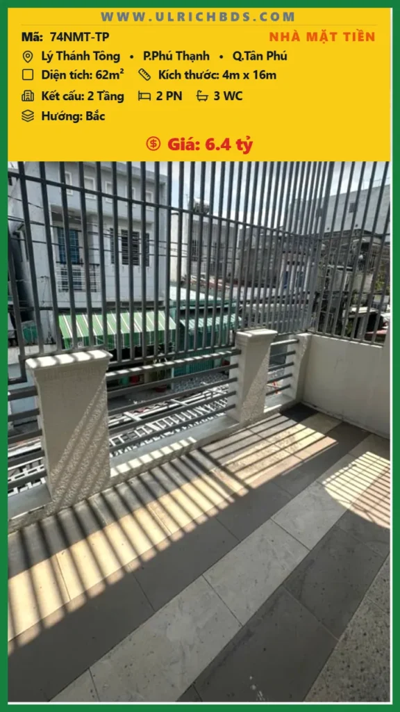 MẶT TIỀN KINH DOANH 62m² – 2 TẦNG – CHỈ 6.4 TỶ – CÓ BỚT tại Lý Thánh Tông Phú Thạnh Tân Phú (Ảnh số )