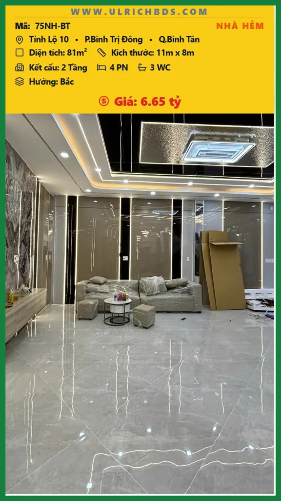 BÁN NHÀ TỈNH LỘ 10 – NGANG 11M – 2 TẦNG MỚI – 4PN – CHỈ 6.65 TỶ tại Tỉnh Lộ 10 Bình Trị Đông Bình Tân (Ảnh số )