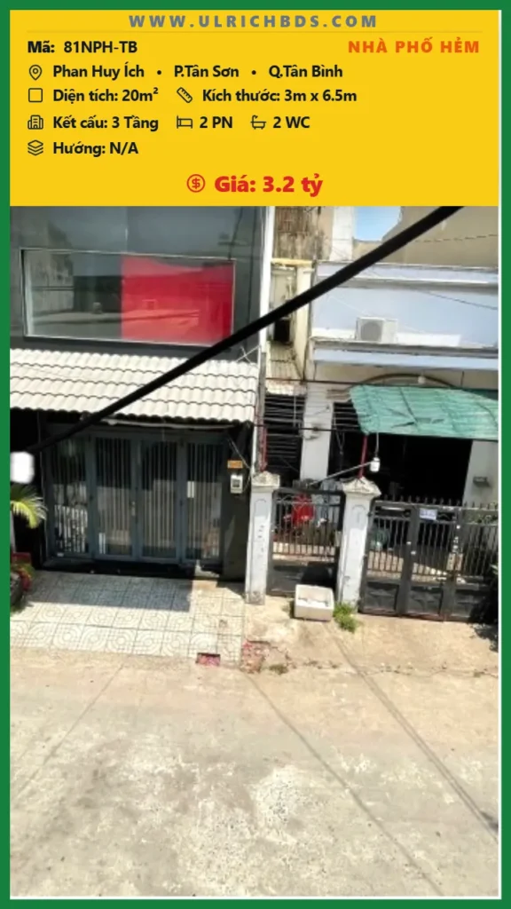 PHAN HUY ÍCH – HẺM 6M THÔNG – NHÀ 3 TẦNG ĐÚC MỚI – 2PN – GIÁ 3.2 TỶ tại Phan Huy Ích Tân Sơn Tân Bình (Ảnh số )