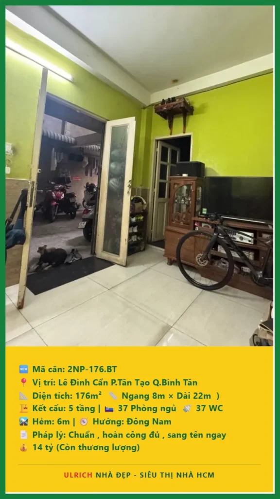 Bán nhà Lê Đình Cẩn Bình Tân - 176m2 - Giá 14 tỷ - Mã: 2DV-176-BT