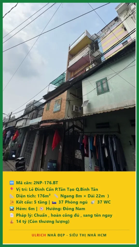 Bán nhà Lê Đình Cẩn Bình Tân - 176m2 - Giá 14 tỷ - Mã: 2DV-176-BT
