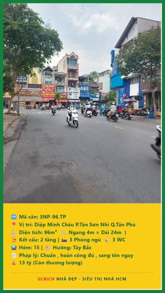 Bán nhà Diệp Minh Châu Tân Phú - 96m2 - Giá 13 tỷ - Mã: 3C4-96-TP