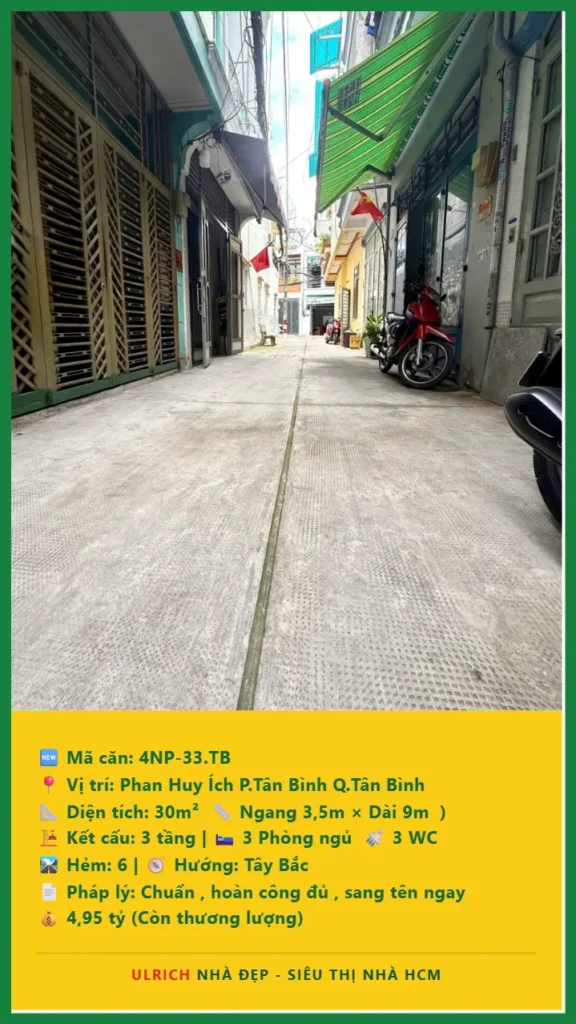 Bán nhà Phan Huy Ích Tân Bình - 30m2 - Giá 4.95 tỷ - Mã: 4NH-33-TB