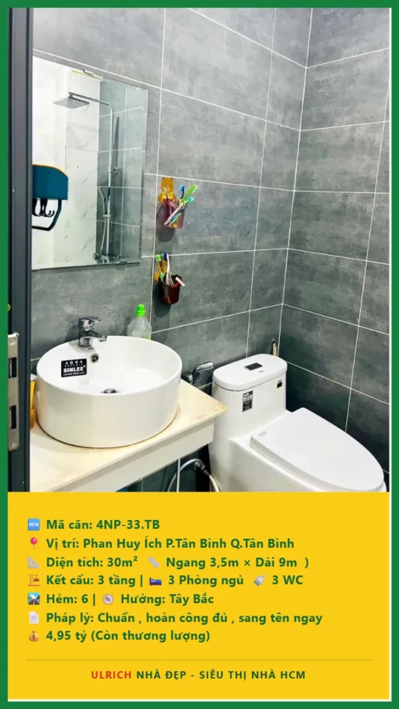 Bán nhà Phan Huy Ích Tân Bình - 30m2 - Giá 4.95 tỷ - Mã: 4NH-33-TB