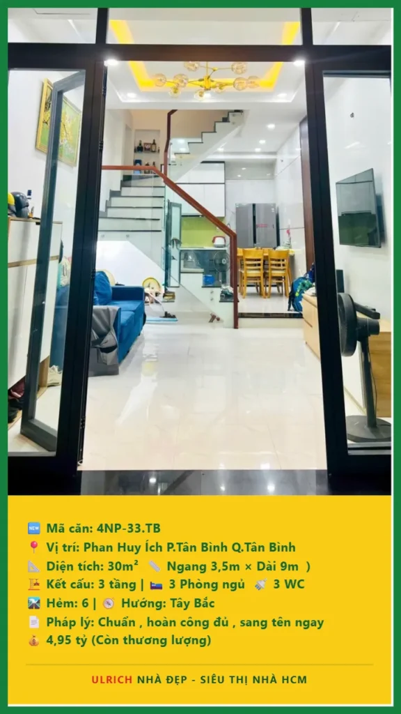 Bán nhà Phan Huy Ích Tân Bình - 30m2 - Giá 4.95 tỷ - Mã: 4NH-33-TB