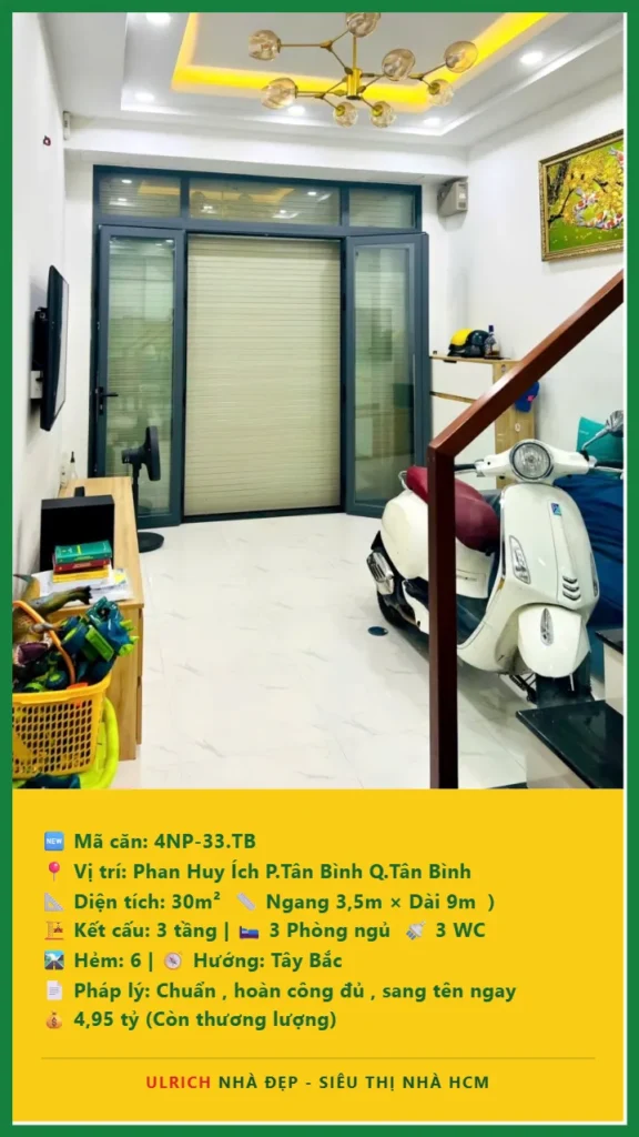 Bán nhà Phan Huy Ích Tân Bình - 30m2 - Giá 4.95 tỷ - Mã: 4NH-33-TB