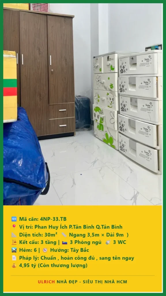 Bán nhà Phan Huy Ích Tân Bình - 30m2 - Giá 4.95 tỷ - Mã: 4NH-33-TB