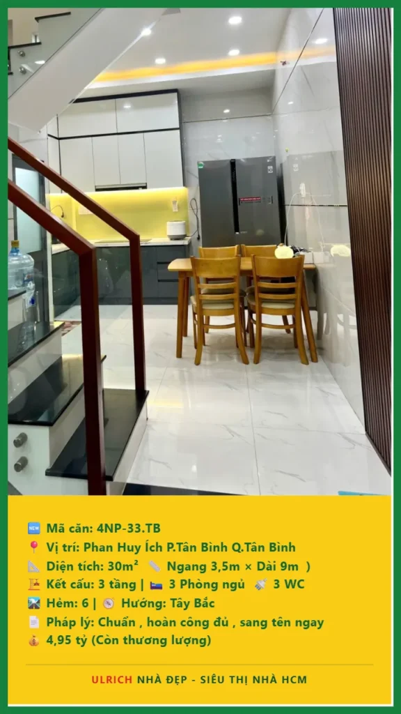 Bán nhà Phan Huy Ích Tân Bình - 30m2 - Giá 4.95 tỷ - Mã: 4NH-33-TB