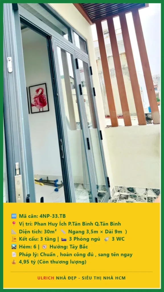 Bán nhà Phan Huy Ích Tân Bình - 30m2 - Giá 4.95 tỷ - Mã: 4NH-33-TB