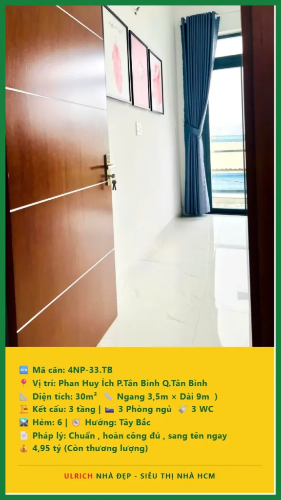 Bán nhà Phan Huy Ích Tân Bình - 30m2 - Giá 4.95 tỷ - Mã: 4NH-33-TB