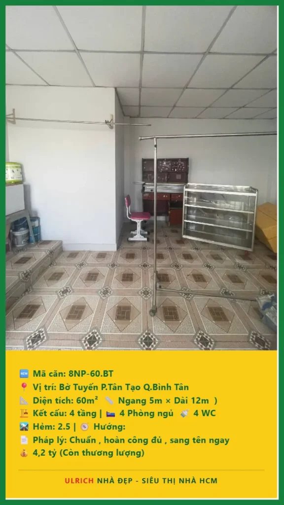Bán nhà Bờ Tuyến Bình Tân - 60m2 - Giá 4.2 tỷ - Mã: 8NH-60-BT