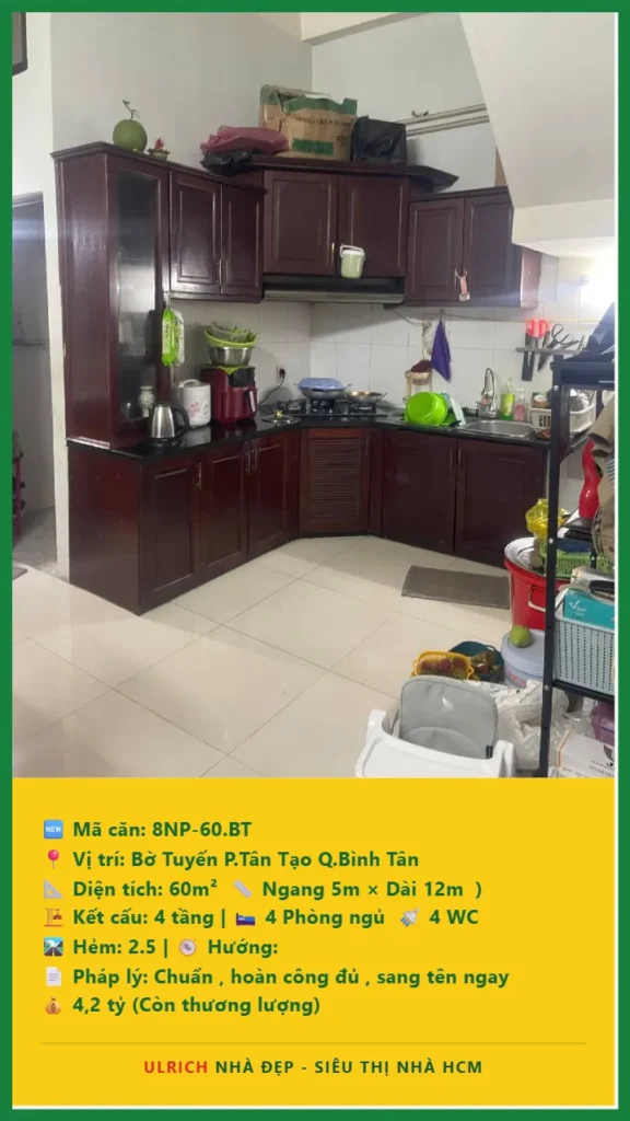 Bán nhà Bờ Tuyến Bình Tân - 60m2 - Giá 4.2 tỷ - Mã: 8NH-60-BT