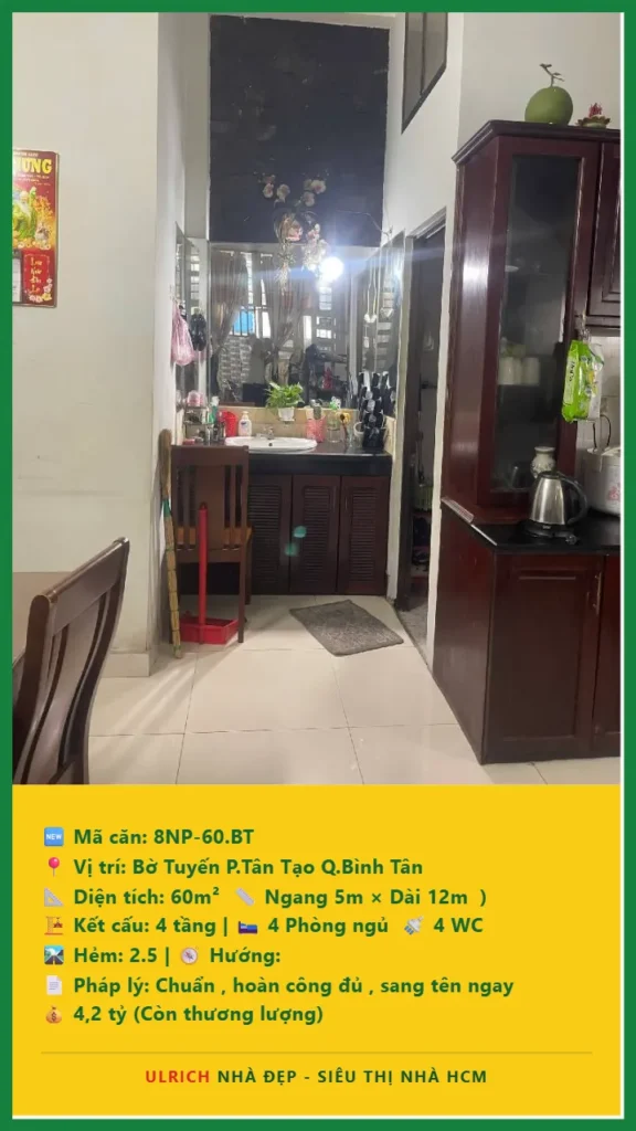 Bán nhà Bờ Tuyến Bình Tân - 60m2 - Giá 4.2 tỷ - Mã: 8NH-60-BT