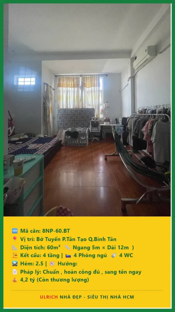 Bán nhà Bờ Tuyến Bình Tân - 60m2 - Giá 4.2 tỷ - Mã: 8NH-60-BT