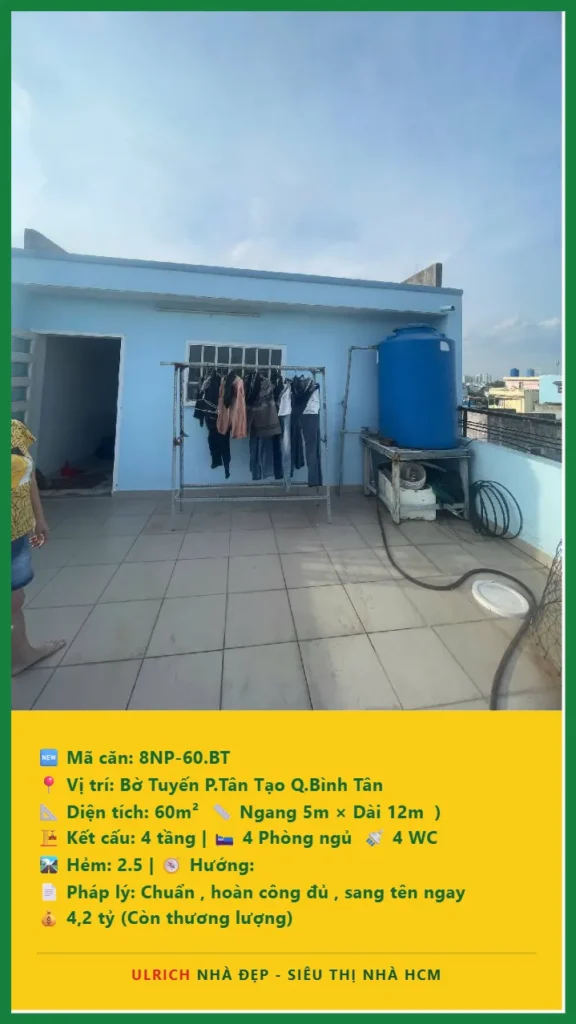 Bán nhà Bờ Tuyến Bình Tân - 60m2 - Giá 4.2 tỷ - Mã: 8NH-60-BT