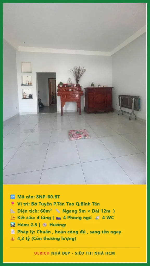Bán nhà Bờ Tuyến Bình Tân - 60m2 - Giá 4.2 tỷ - Mã: 8NH-60-BT