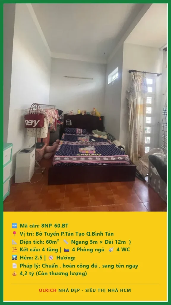 Bán nhà Bờ Tuyến Bình Tân - 60m2 - Giá 4.2 tỷ - Mã: 8NH-60-BT