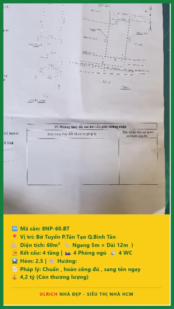 Bán nhà Bờ Tuyến Bình Tân - 60m2 - Giá 4.2 tỷ - Mã: 8NH-60-BT