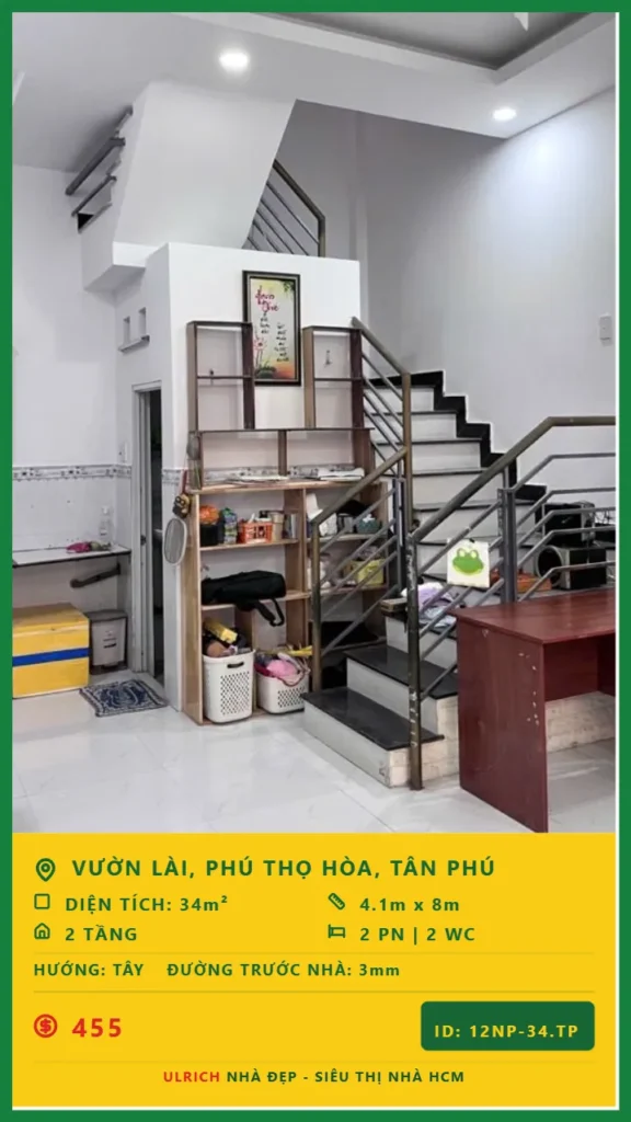 Bán nhà Vườn Lài Tân Phú - 34m2 - Giá 4.55 tỷ - Mã: 12NH-34-TP
