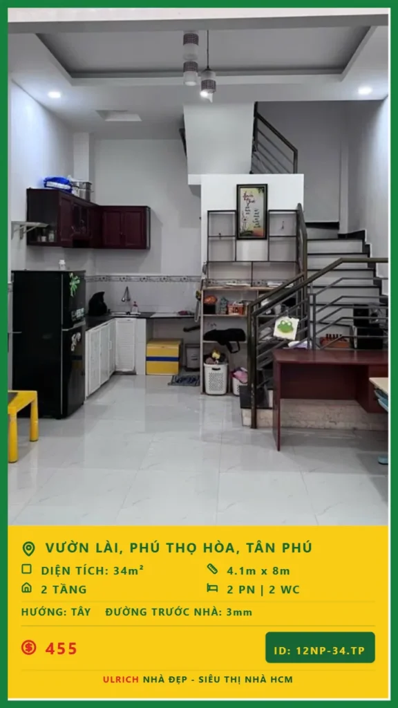 Bán nhà Vườn Lài Tân Phú - 34m2 - Giá 4.55 tỷ - Mã: 12NH-34-TP