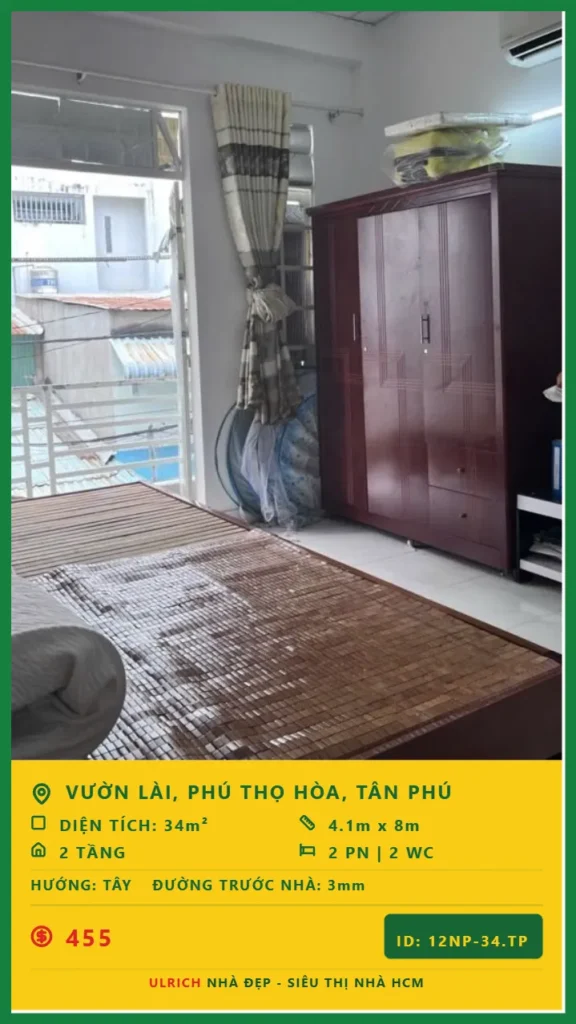 Bán nhà Vườn Lài Tân Phú - 34m2 - Giá 4.55 tỷ - Mã: 12NH-34-TP