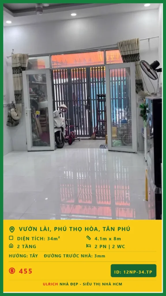 Bán nhà Vườn Lài Tân Phú - 34m2 - Giá 4.55 tỷ - Mã: 12NH-34-TP
