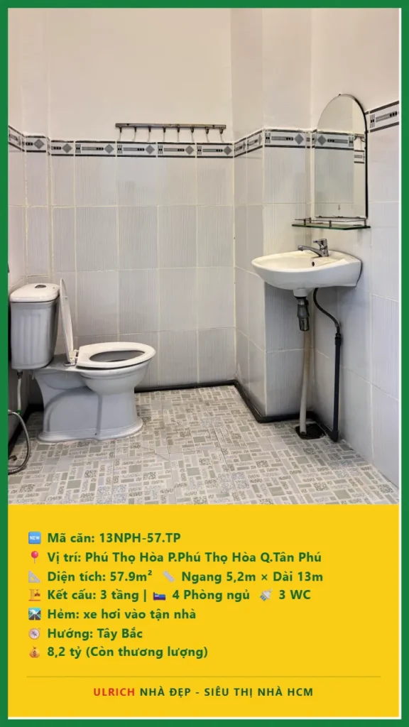 Bán nhà Phú Thọ Hòa Tân Phú - 57.9m2 - Giá 8.2 tỷ - Mã: 13NH-57-TP