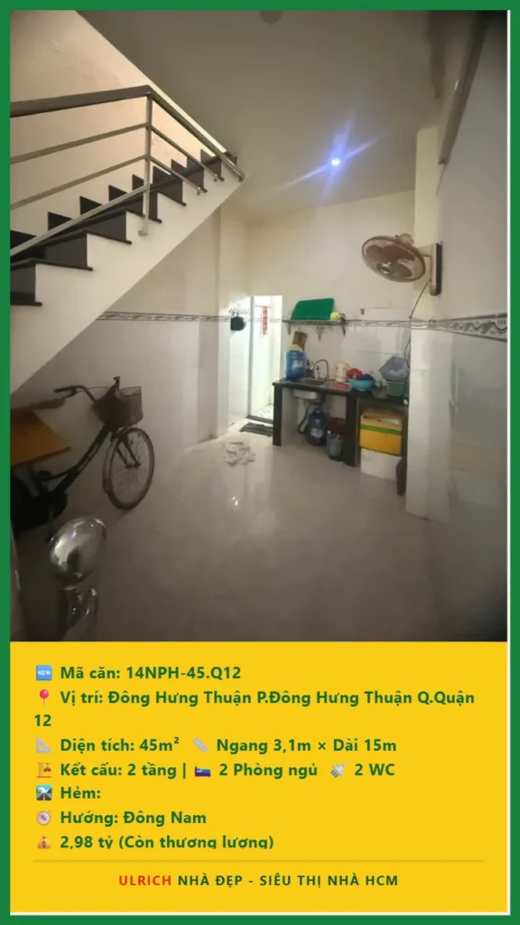Bán nhà Đông Hưng Thuận Quận 12 - 45m2 - Giá 2.98 tỷ - Mã: 14NH-45-Q12