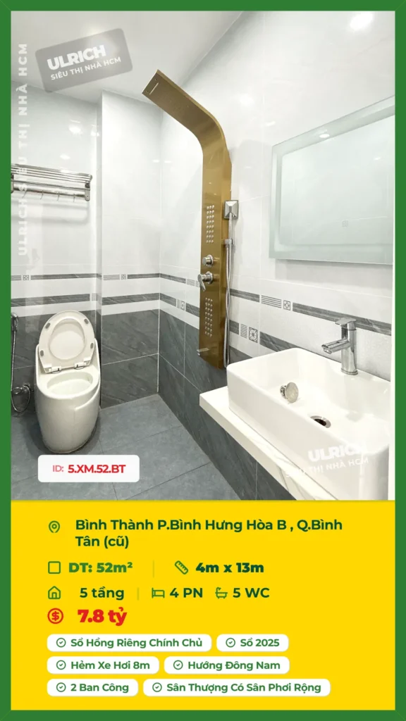 Bán nhà Bình Thành Bình Tân - 52m2 - Giá 7.8 tỷ - Mã: 18XM-52-BT