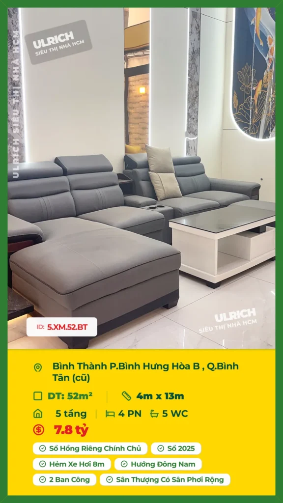 Bán nhà Bình Thành Bình Tân - 52m2 - Giá 7.8 tỷ - Mã: 18XM-52-BT