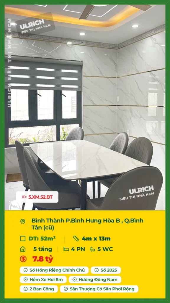 Bán nhà Bình Thành Bình Tân - 52m2 - Giá 7.8 tỷ - Mã: 18XM-52-BT