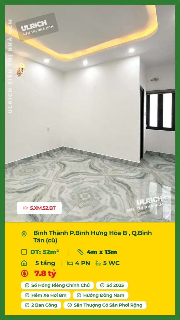 Bán nhà Bình Thành Bình Tân - 52m2 - Giá 7.8 tỷ - Mã: 18XM-52-BT