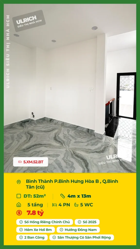 Bán nhà Bình Thành Bình Tân - 52m2 - Giá 7.8 tỷ - Mã: 18XM-52-BT
