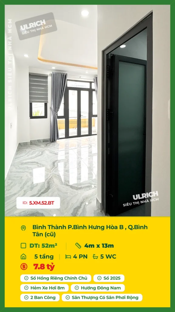 Bán nhà Bình Thành Bình Tân - 52m2 - Giá 7.8 tỷ - Mã: 18XM-52-BT