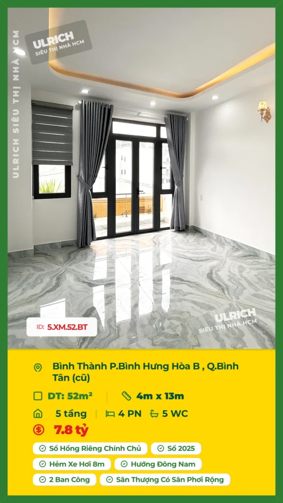 Bán nhà Bình Thành Bình Tân - 52m2 - Giá 7.8 tỷ - Mã: 18XM-52-BT