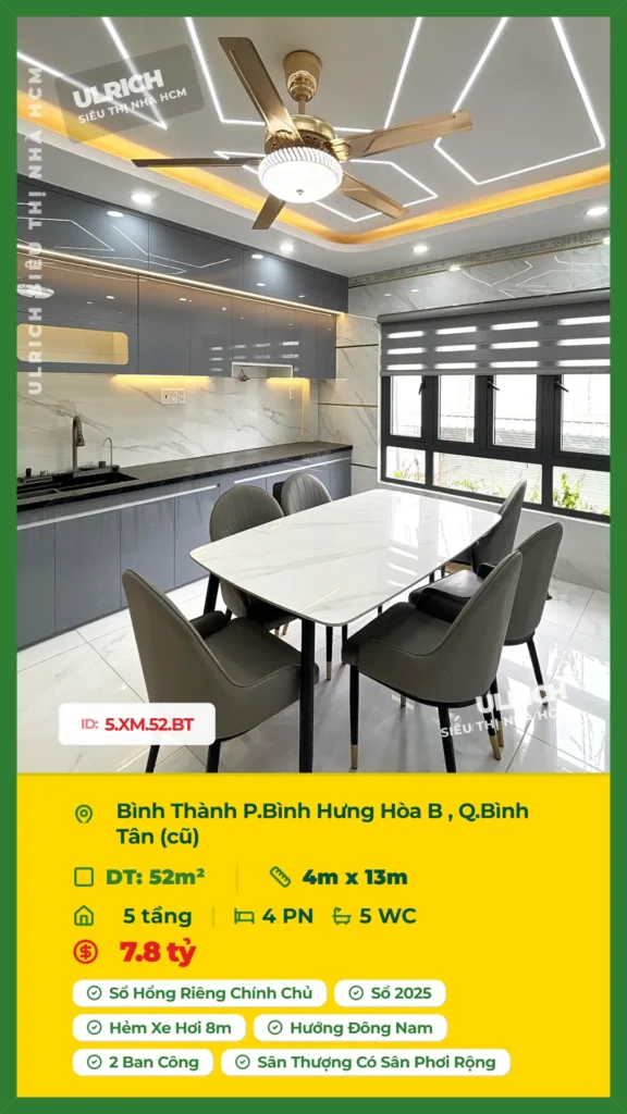 Bán nhà Bình Thành Bình Tân - 52m2 - Giá 7.8 tỷ - Mã: 18XM-52-BT