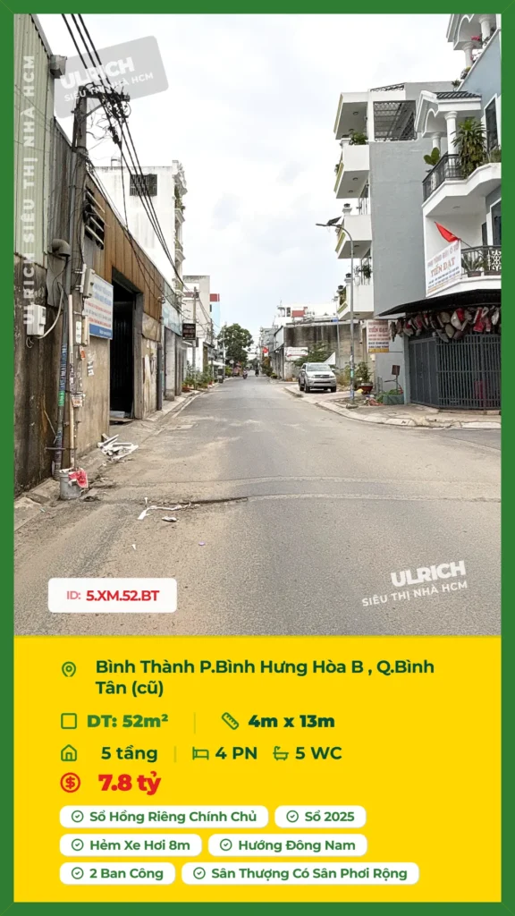 Bán nhà Bình Thành Bình Tân - 52m2 - Giá 7.8 tỷ - Mã: 18XM-52-BT