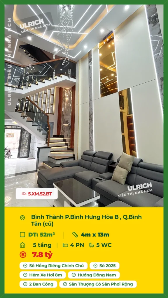Bán nhà Bình Thành Bình Tân - 52m2 - Giá 7.8 tỷ - Mã: 18XM-52-BT