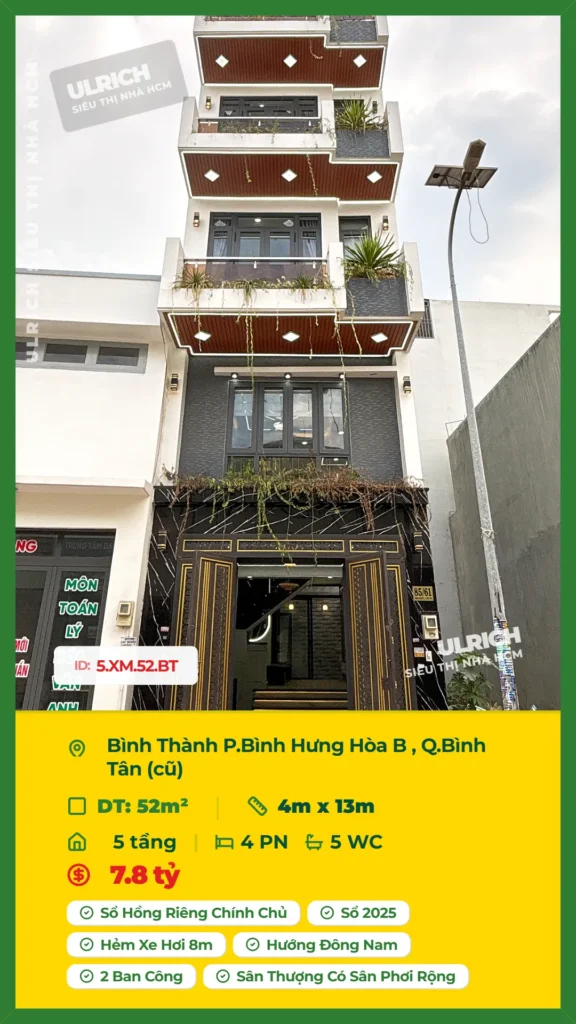 Bán nhà Bình Thành Bình Tân - 52m2 - Giá 7.8 tỷ - Mã: 18XM-52-BT