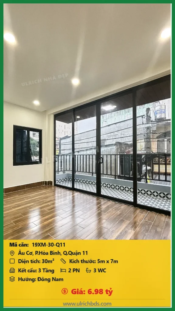 Bán nhà Âu Cơ Quận 11 - 30m2 - Giá 6.98 tỷ - Mã: 19XM-30-Q11