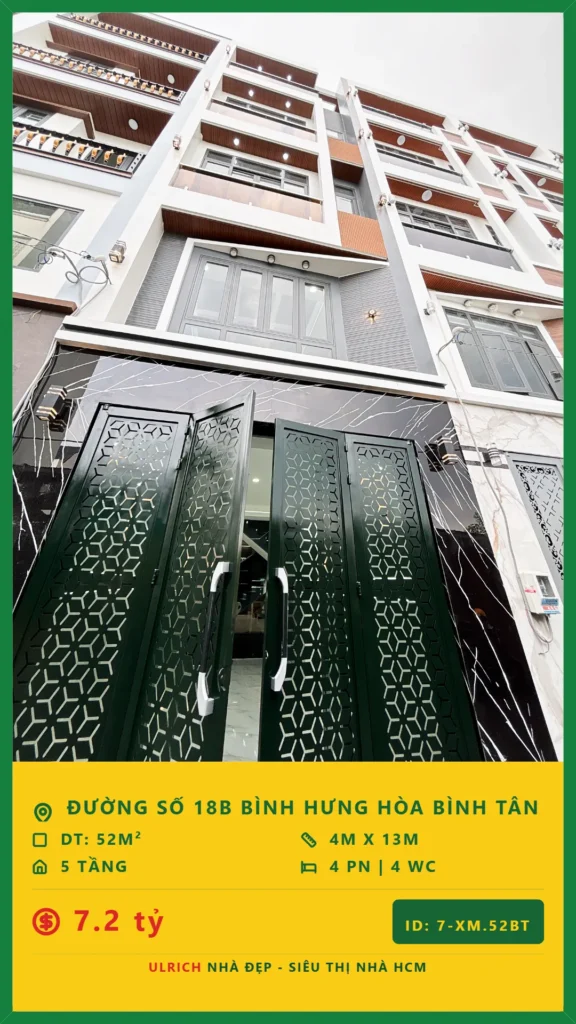 Bán nhà Đường số 18B Bình Tân - 52m2 - Giá 7.2 tỷ - Mã: 20XM-52-BT