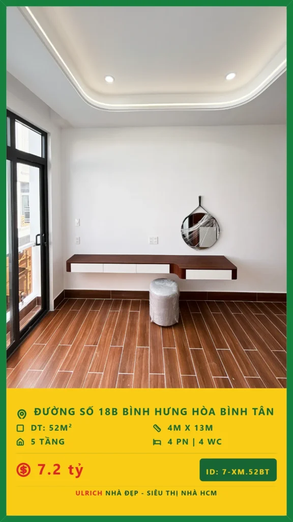 Bán nhà Đường số 18B Bình Tân - 52m2 - Giá 7.2 tỷ - Mã: 20XM-52-BT