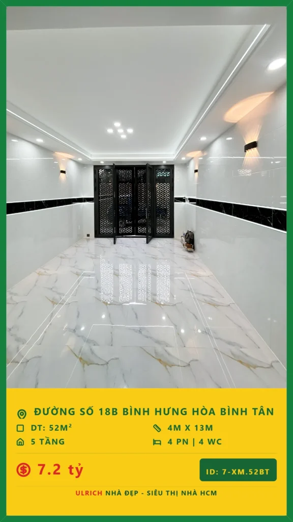 Bán nhà Đường số 18B Bình Tân - 52m2 - Giá 7.2 tỷ - Mã: 20XM-52-BT