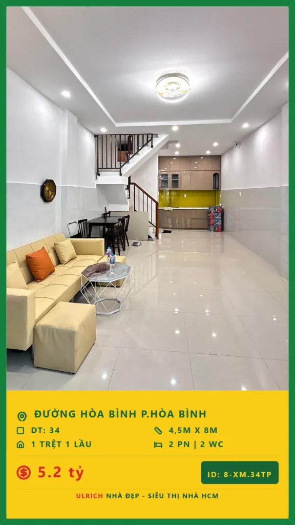 Bán nhà Hòa Bình Tân Phú - 34m2 - Giá 5.2 tỷ - Mã: 21XM-34-TP